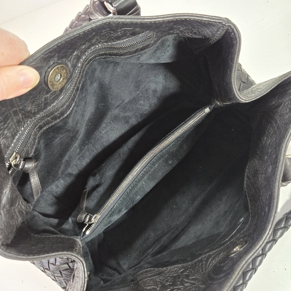 Bottega Veneta Woven Embossed Leather Dark Brown Tote Bag - Picture 12 of 15